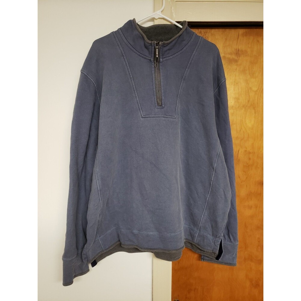Orvis 1/4 Zip Pullover Mens XL Elbow Patches Long Sleeve Blue